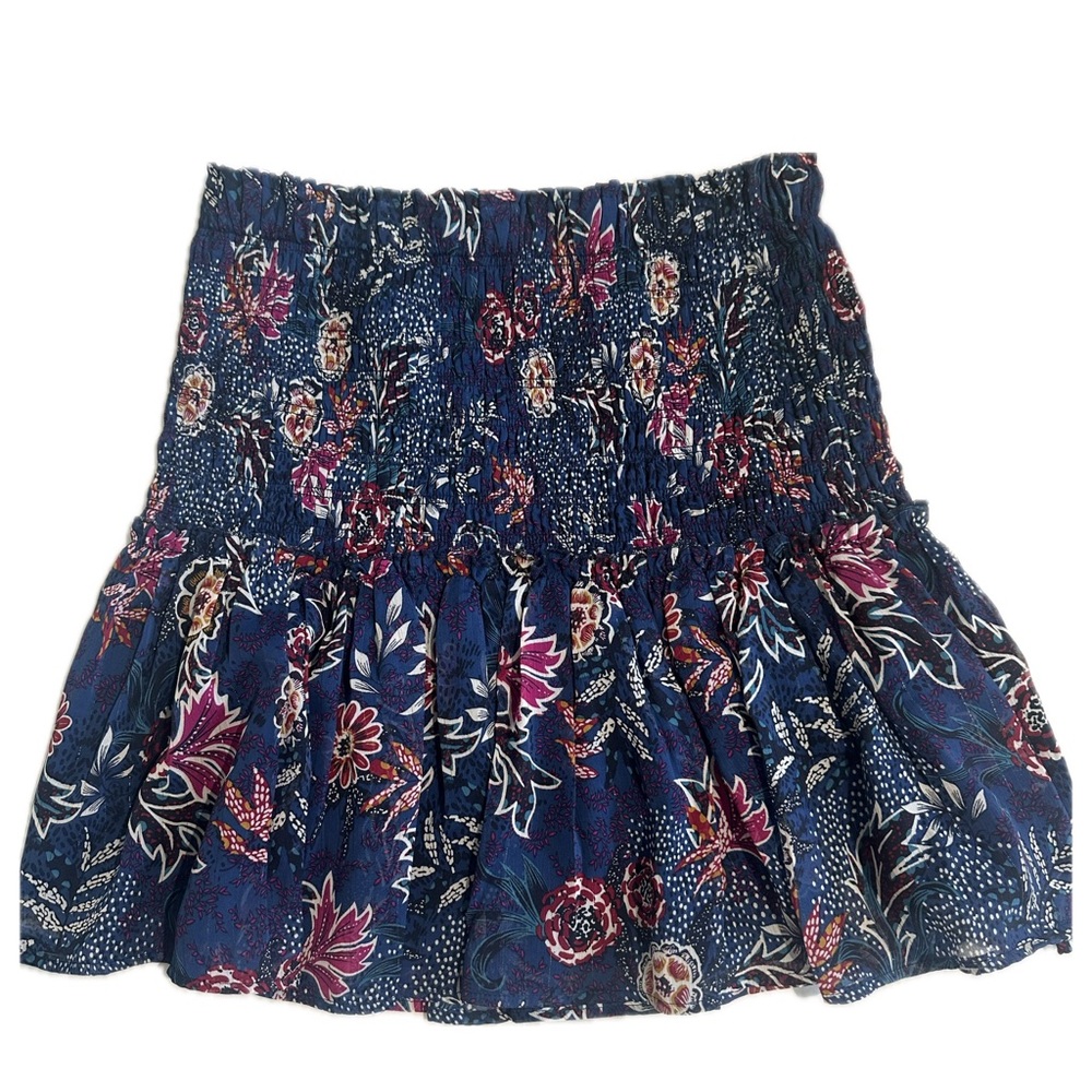 Aqua Blue Bubble Mini Skirt with Smocked Ruffles